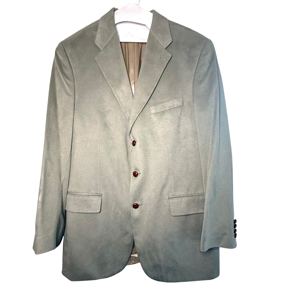 Vintage Ralph Lauren Sage Microfiber Faux Suede Sport Coat 43L Quiet Luxury